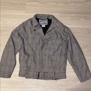 Vintage Calvin Klein Houndstooth biker jacket